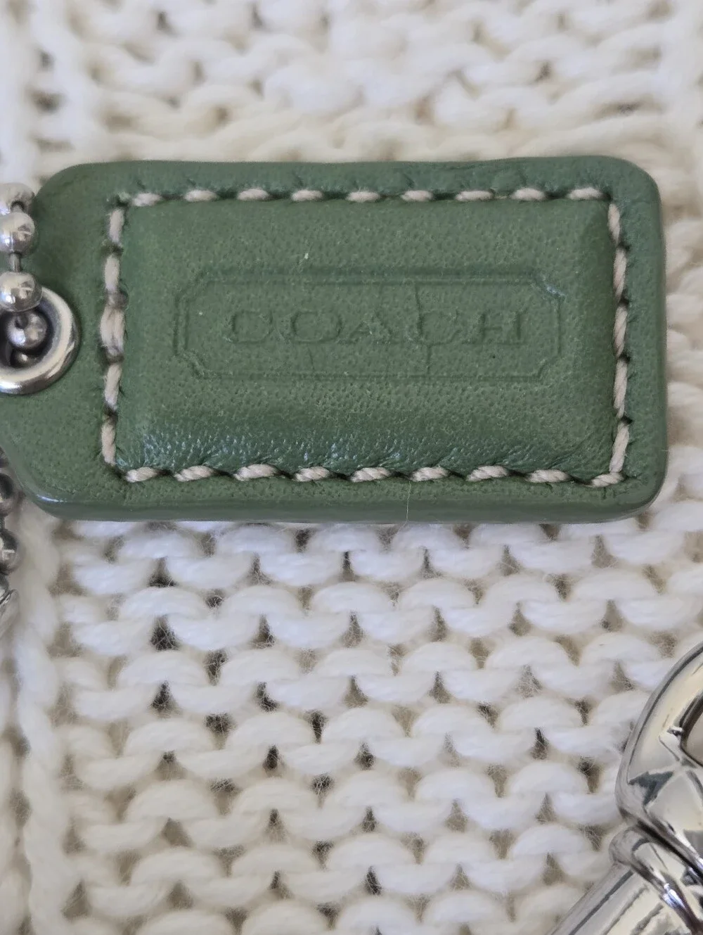 Coach Chelsea Heritage Stripe Cream Multicolor Logo Wristlet Green & Blue Stripe